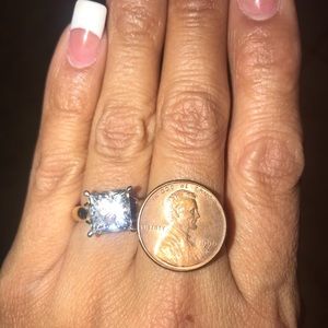 Princess cut Moissanite Fire Ring 3.10 gold ring.